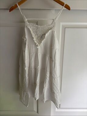 Maddy K White Lace-Trim Mini Slip Dress